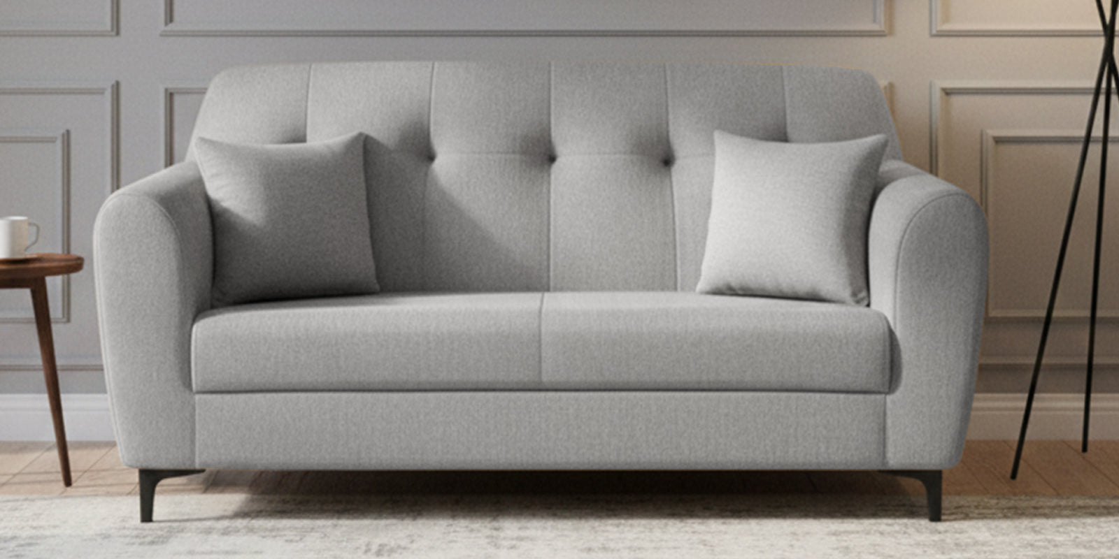 Melaan Fabric 2 Seater Sofa In Lit Grey Colour - Febonic Living