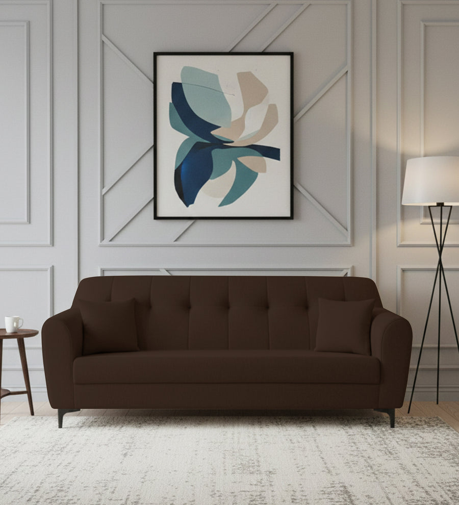 Melaan 3 Seater Fabric Sofa - Coffee Brown by Febonic Living