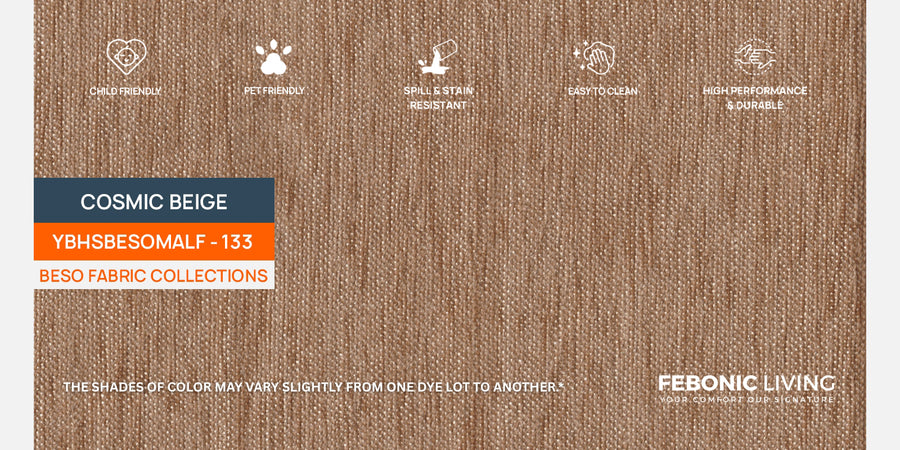 Melaan Fabric 3 Seater Sofa In Cosmic Beige Colour - Febonic Living