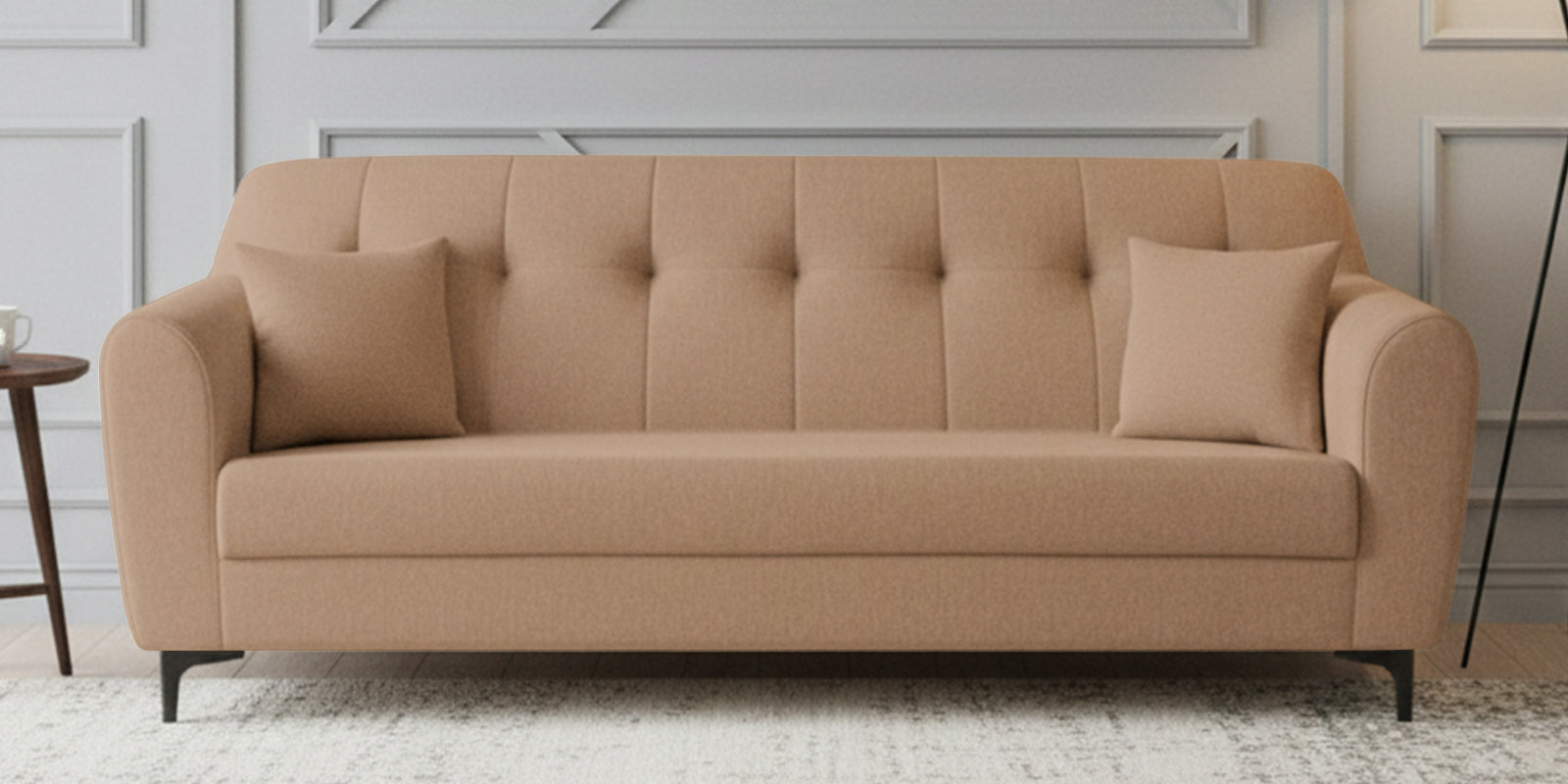 Melaan Fabric 3 Seater Sofa In Cosmic Beige Colour