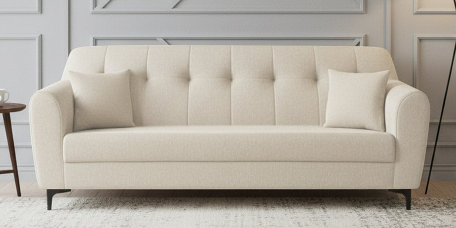 Melaan Fabric 3 Seater Sofa In Ivory Cream Colour - Febonic Living