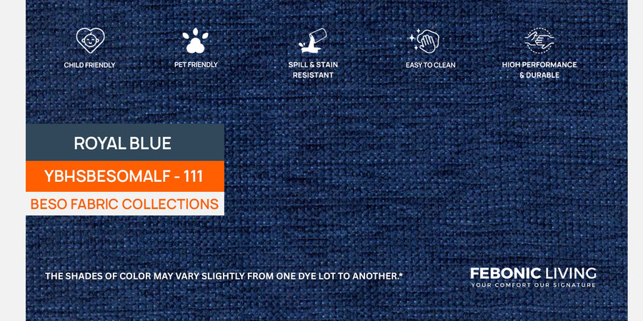 Melaan Fabric 3 Seater Sofa In Royal Blue Colour - Febonic Living