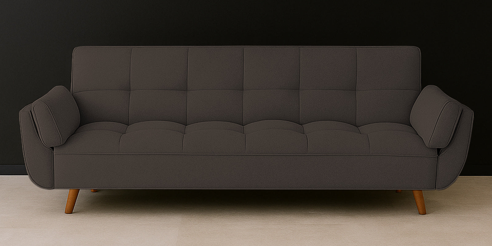 Melano Fabric 3 Seater Convertible Sofa Cum Bed In Caspa Brown Colour