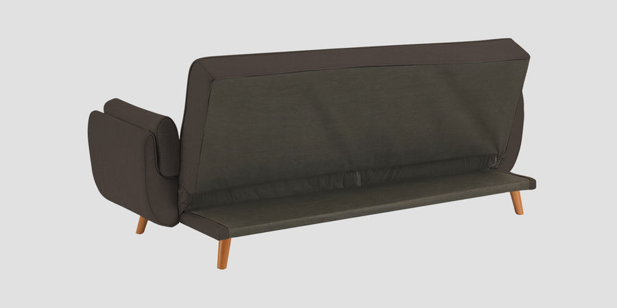 Melano Fabric 3 Seater Convertible Sofa Cum Bed In Caspa Brown Colour - Febonic Living