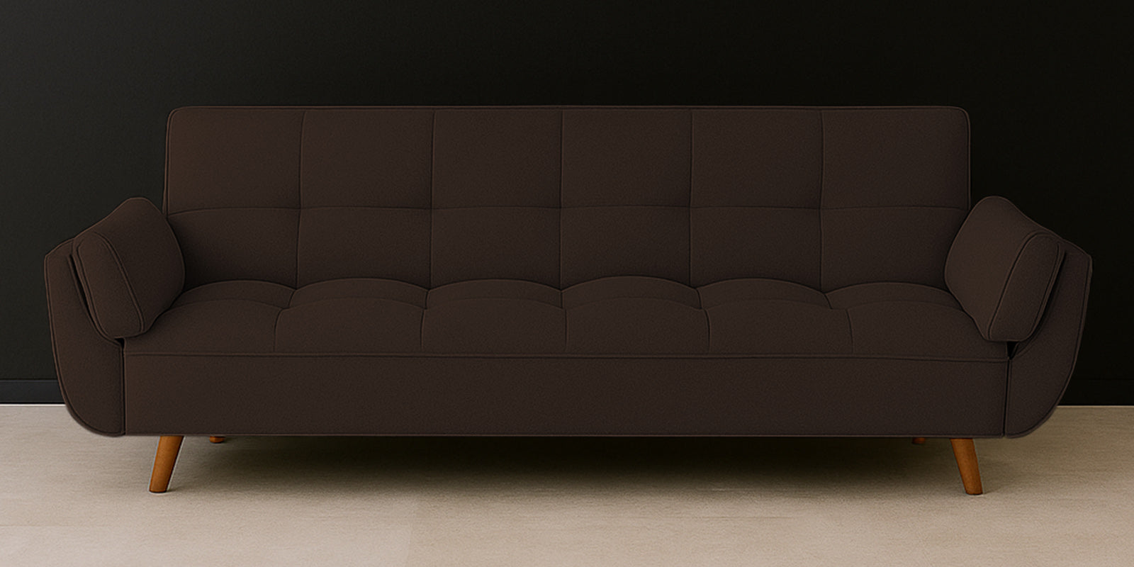 Melano Fabric 3 Seater Convertible Sofa Cum Bed In Cidar Brown Colour