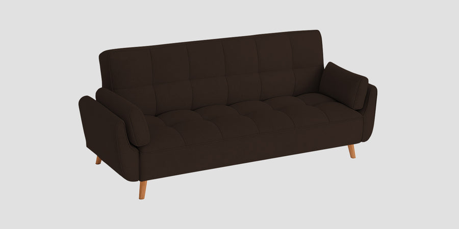 Melano Fabric 3 Seater Convertible Sofa Cum Bed In Cidar Brown Colour - Febonic Living