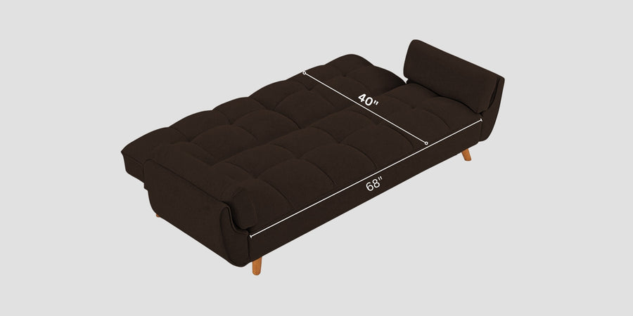 Melano Fabric 3 Seater Convertible Sofa Cum Bed In Cidar Brown Colour - Febonic Living