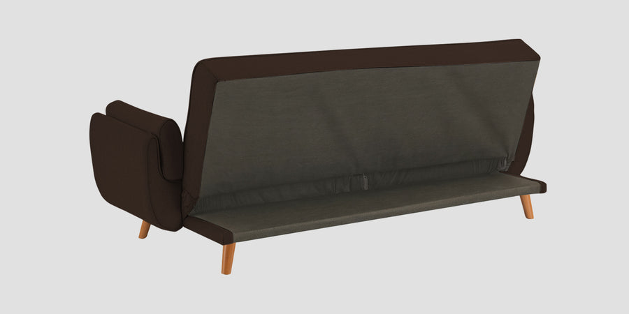 Melano Fabric 3 Seater Convertible Sofa Cum Bed In Cidar Brown Colour - Febonic Living
