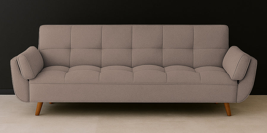Melano Fabric 3 Seater Convertible Sofa Cum Bed In Kadhi Beige Colour - Febonic Living