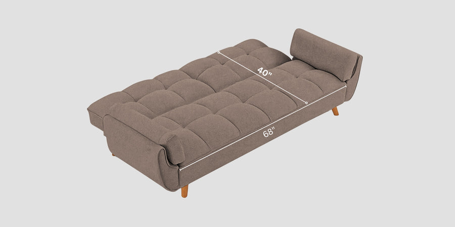 Melano Fabric 3 Seater Convertible Sofa Cum Bed In Kadhi Beige Colour - Febonic Living