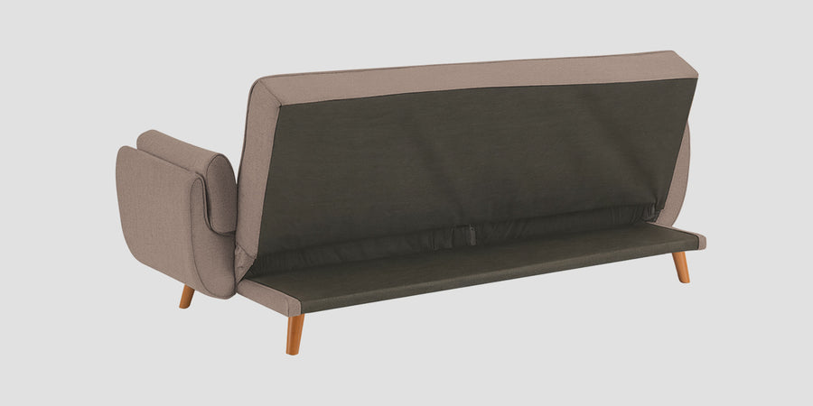 Melano Fabric 3 Seater Convertible Sofa Cum Bed In Kadhi Beige Colour - Febonic Living
