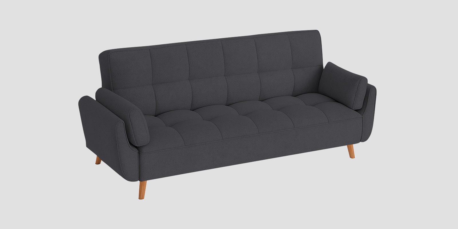 Melano Fabric 3 Seater Convertible Sofa Cum Bed In Maba Grey Colour