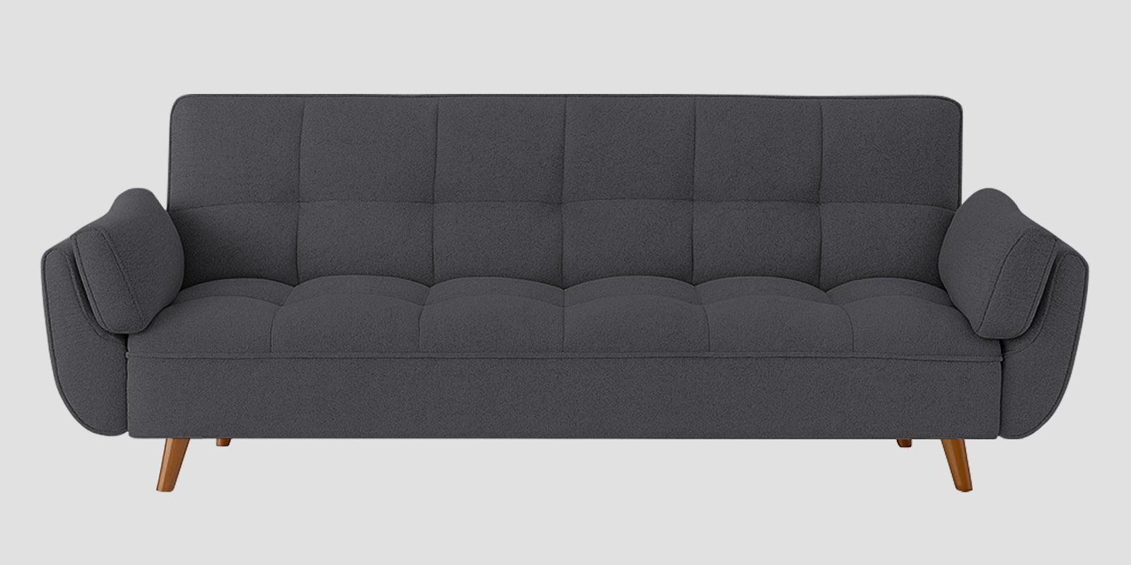 Melano Fabric 3 Seater Convertible Sofa Cum Bed In Maba Grey Colour