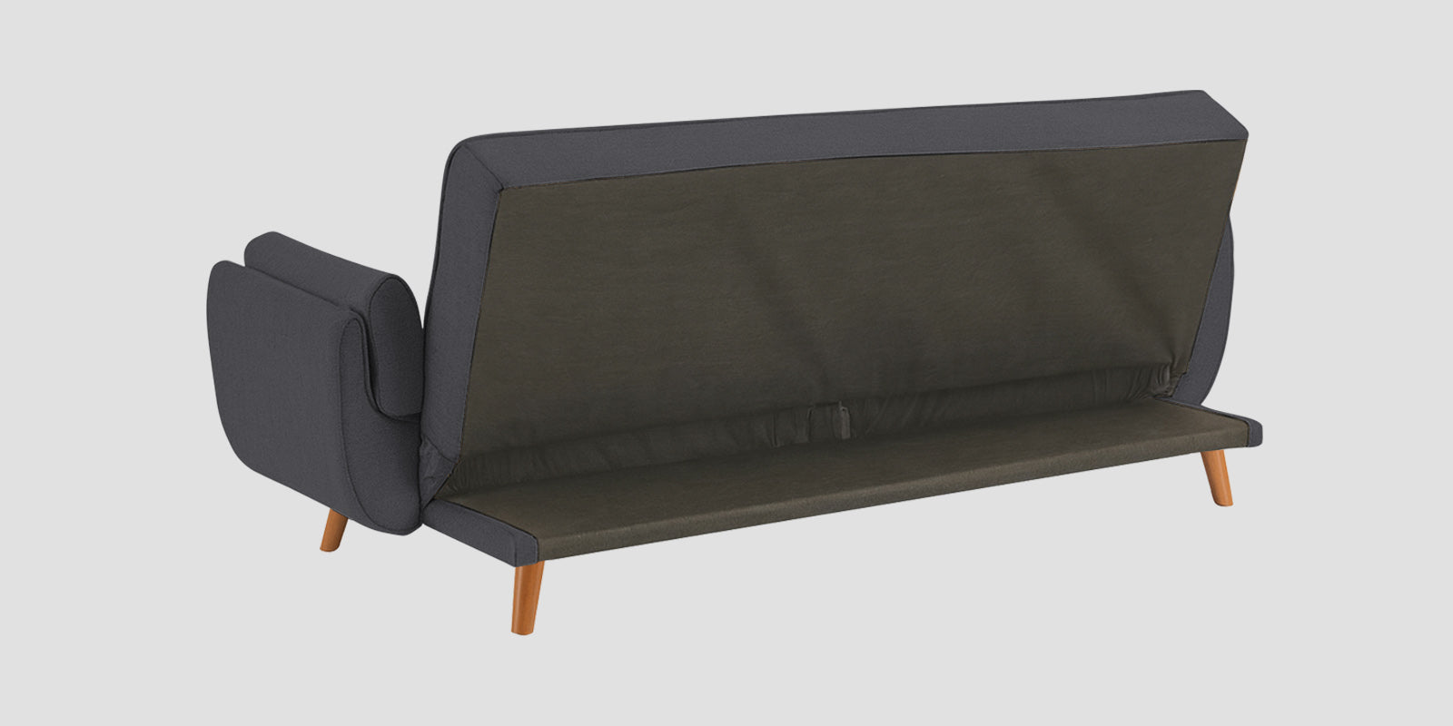Melano Fabric 3 Seater Convertible Sofa Cum Bed In Maba Grey Colour