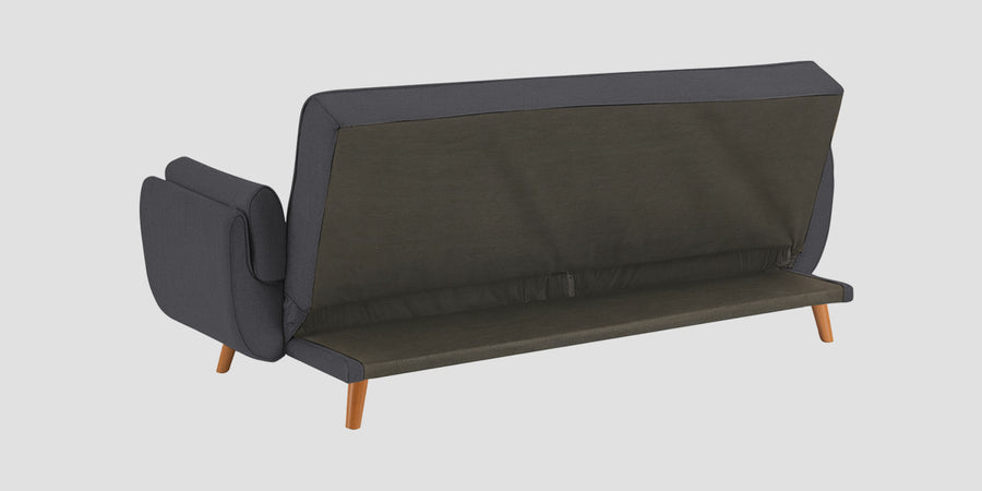 Melano Fabric 3 Seater Convertible Sofa Cum Bed In Maba Grey Colour - Febonic Living