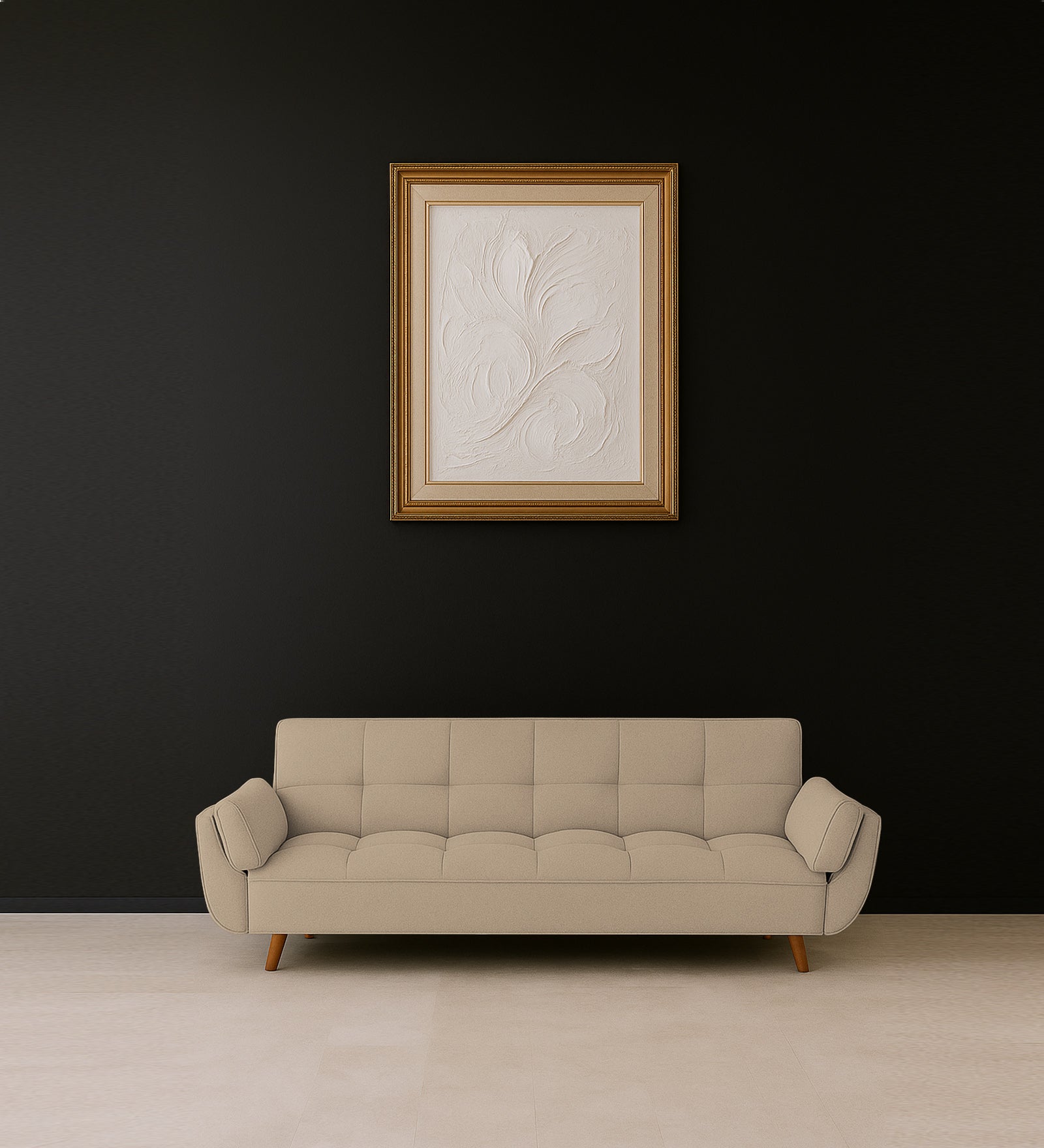 Melano Fabric 3 Seater Convertible Sofa Cum Bed In Olive Beige Colour