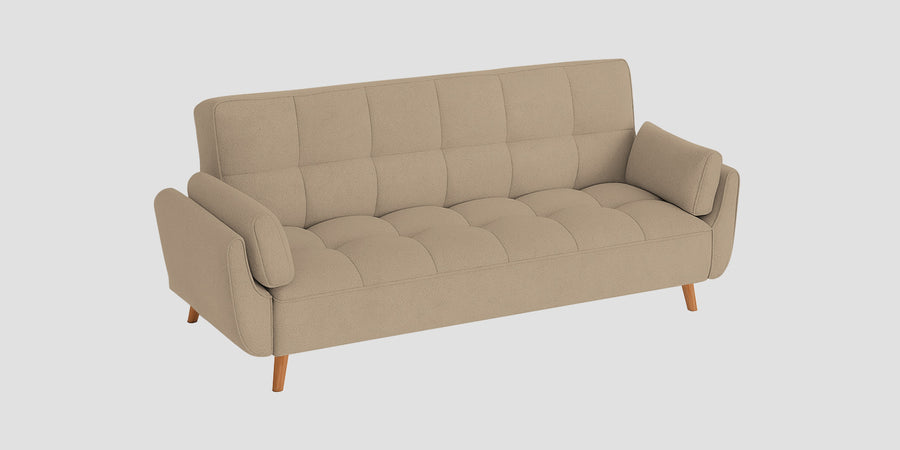 Melano Fabric 3 Seater Convertible Sofa Cum Bed In Olive Beige Colour - Febonic Living