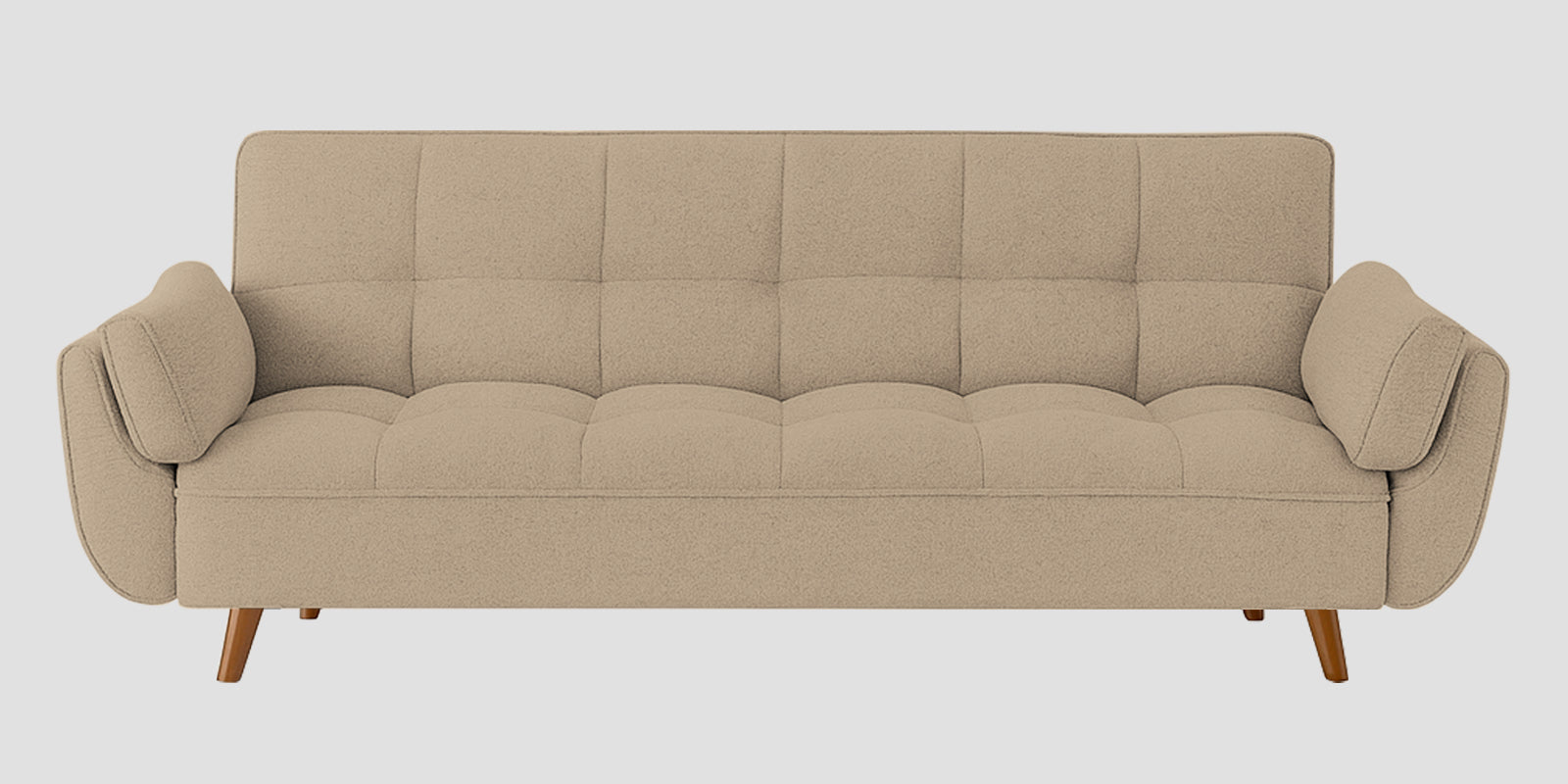Melano Fabric 3 Seater Convertible Sofa Cum Bed In Olive Beige Colour