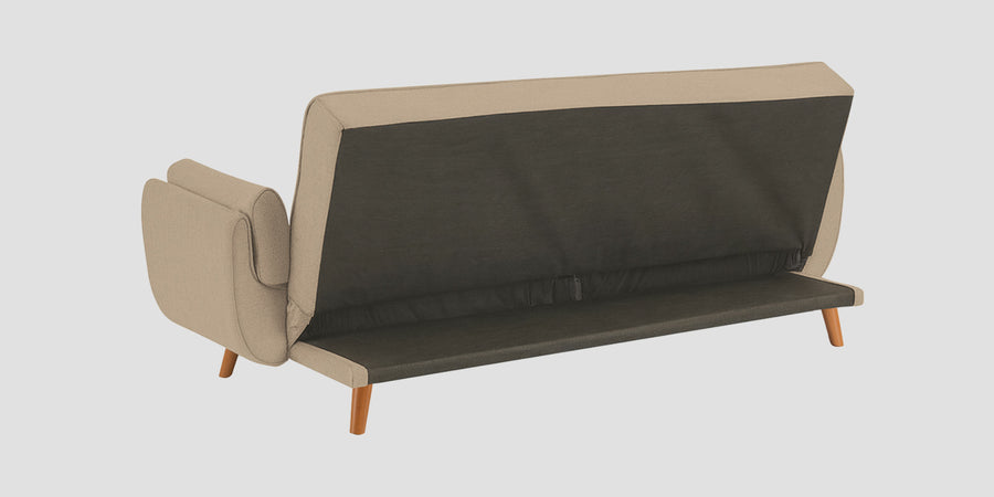 Melano Fabric 3 Seater Convertible Sofa Cum Bed In Olive Beige Colour - Febonic Living