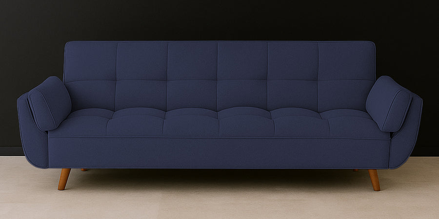 Melano Fabric 3 Seater Convertible Sofa Cum Bed In Slate Blue Colour - Febonic Living