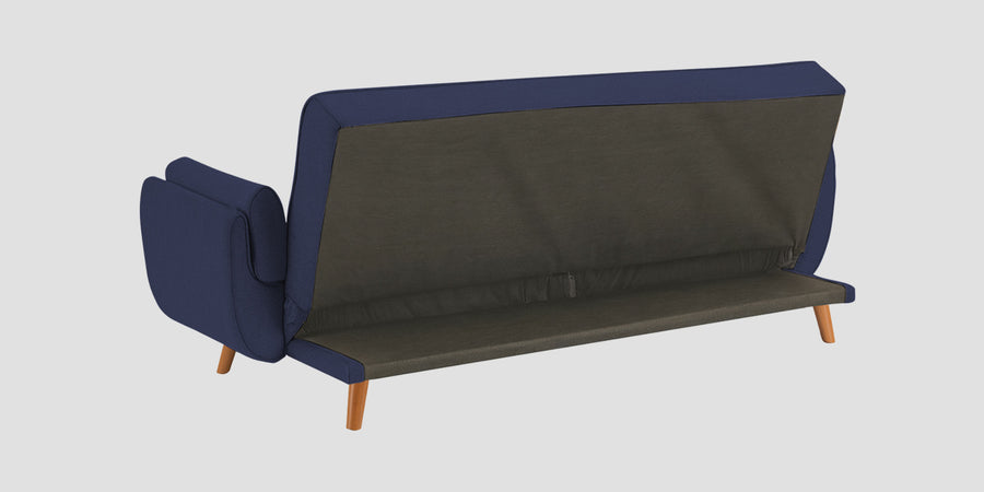 Melano Fabric 3 Seater Convertible Sofa Cum Bed In Slate Blue Colour - Febonic Living