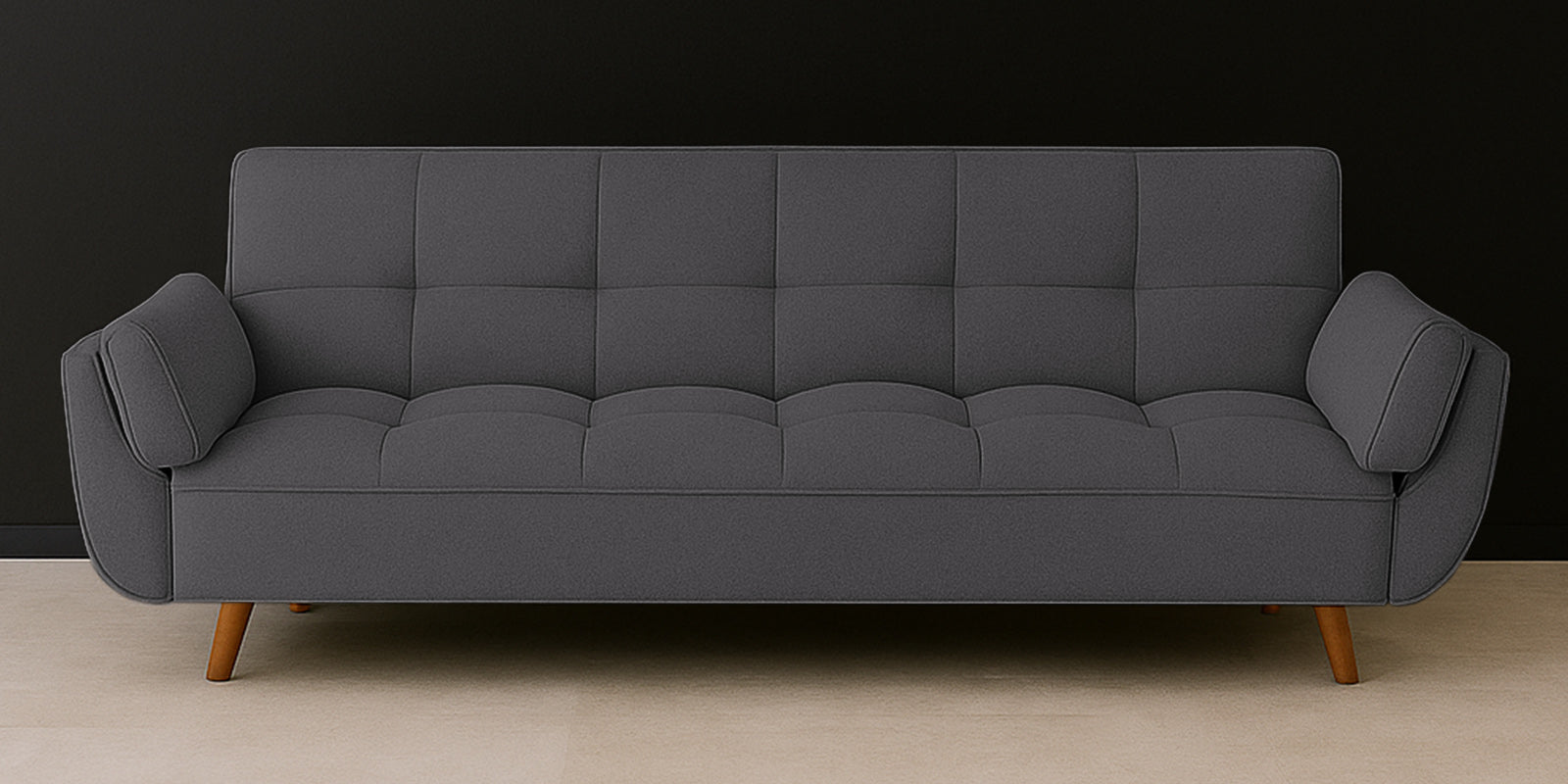 Melano Fabric 3 Seater Convertible Sofa Cum Bed In Sudo Grey Colour