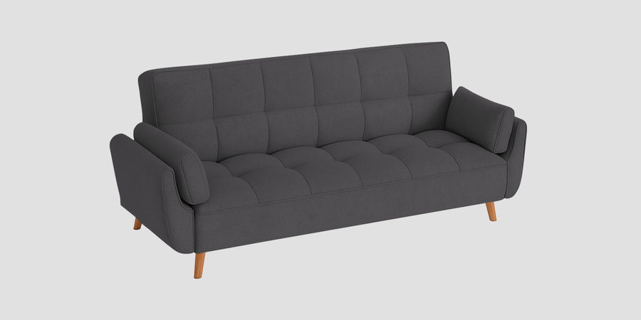 Melano Fabric 3 Seater Convertible Sofa Cum Bed In Sudo Grey Colour - Febonic Living