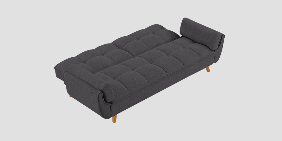 Melano Fabric 3 Seater Convertible Sofa Cum Bed In Sudo Grey Colour - Febonic Living