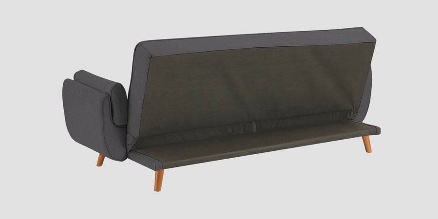 Melano Fabric 3 Seater Convertible Sofa Cum Bed In Sudo Grey Colour - Febonic Living