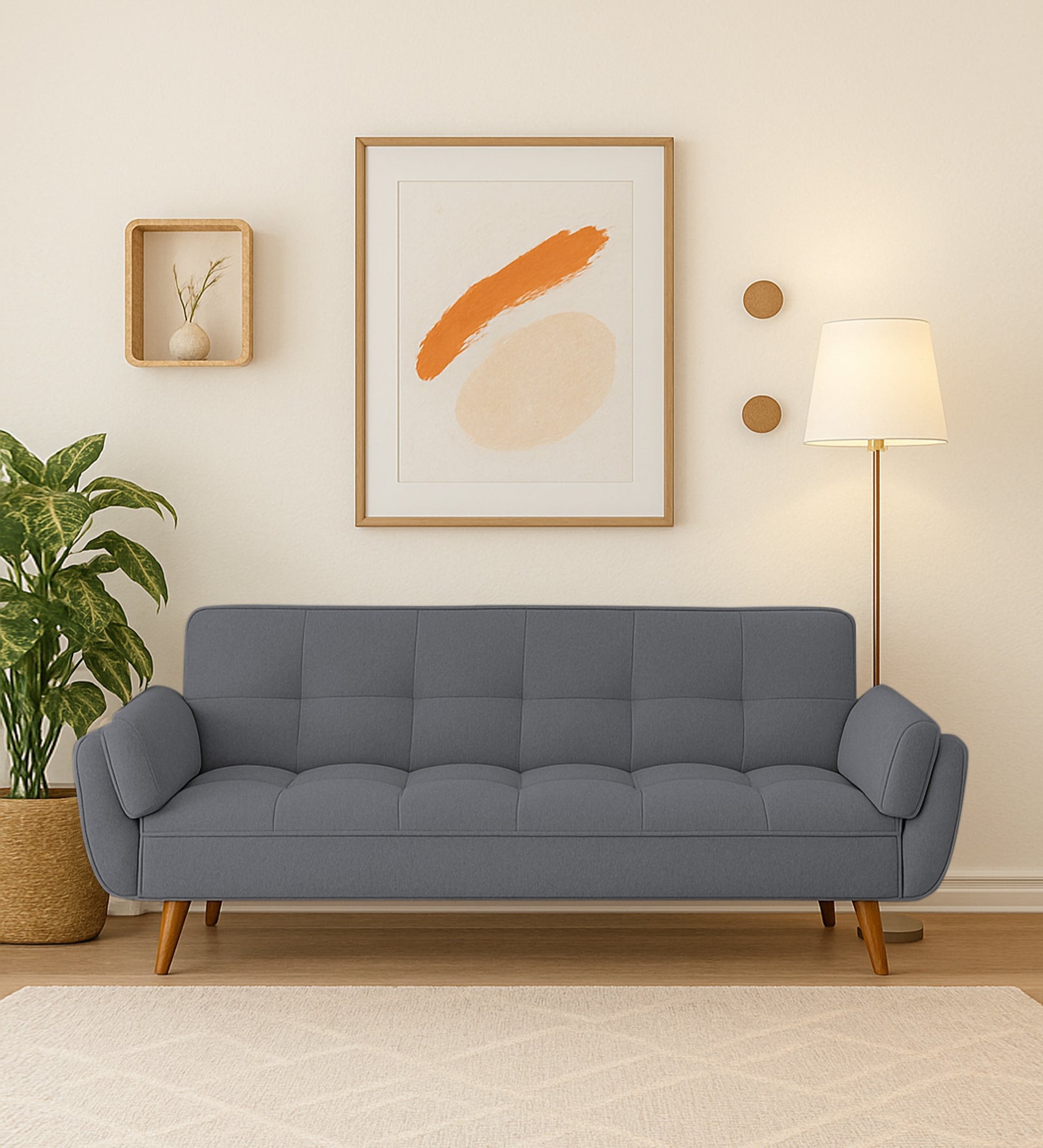 Melano Fabric 3 Seater Sofa In Chalk Grey Colour