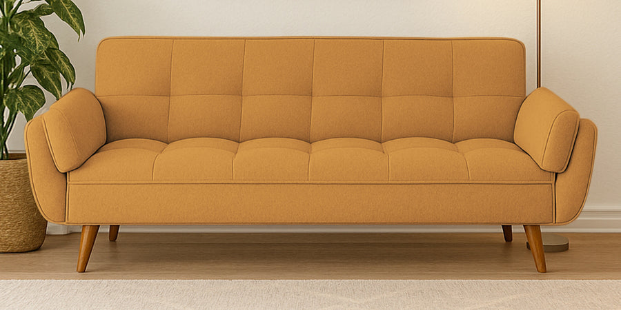 Melano Fabric 3 Seater Sofa In Mellow Yellow Colour - Febonic Living