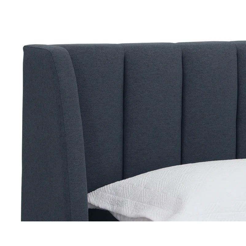 Vitta Fabric Upholstered King Size Bed In Light Blue Colour - Febonic Living