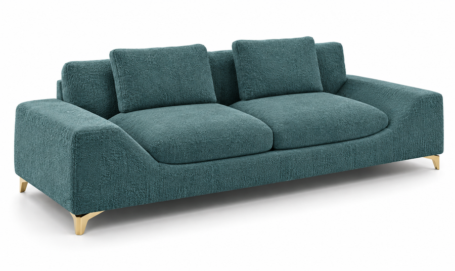 Minot 3 Seater Fabric Sofa - Ocean Blue