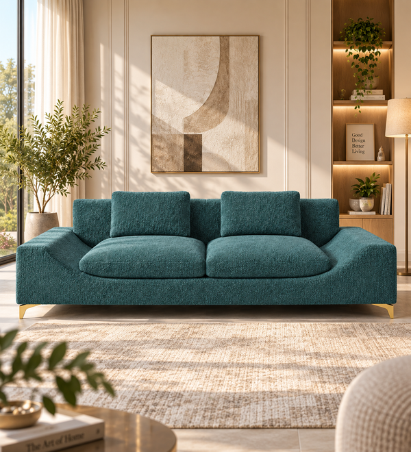 Minot 3 Seater Fabric Sofa - Ocean Blue