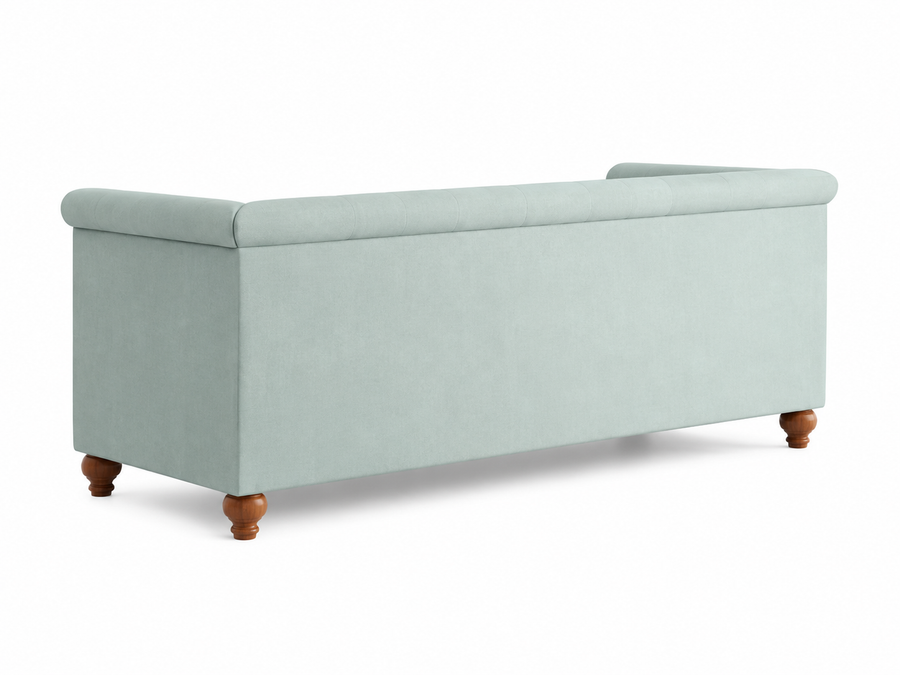 Mint Chesterfield 3 Seater Fabric Sofa – Mint Green - Back View by Febonic Living