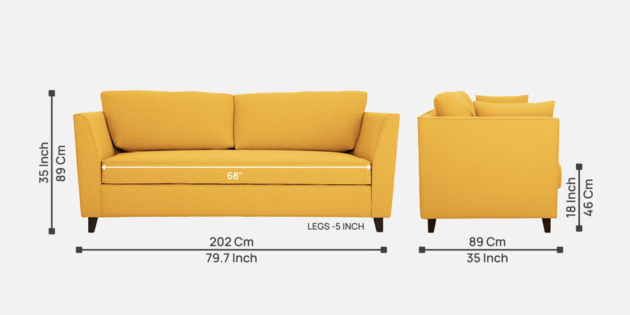 Miranda Fabric 3 Seater Sofa In Bold Yellow Colour - Febonic Living