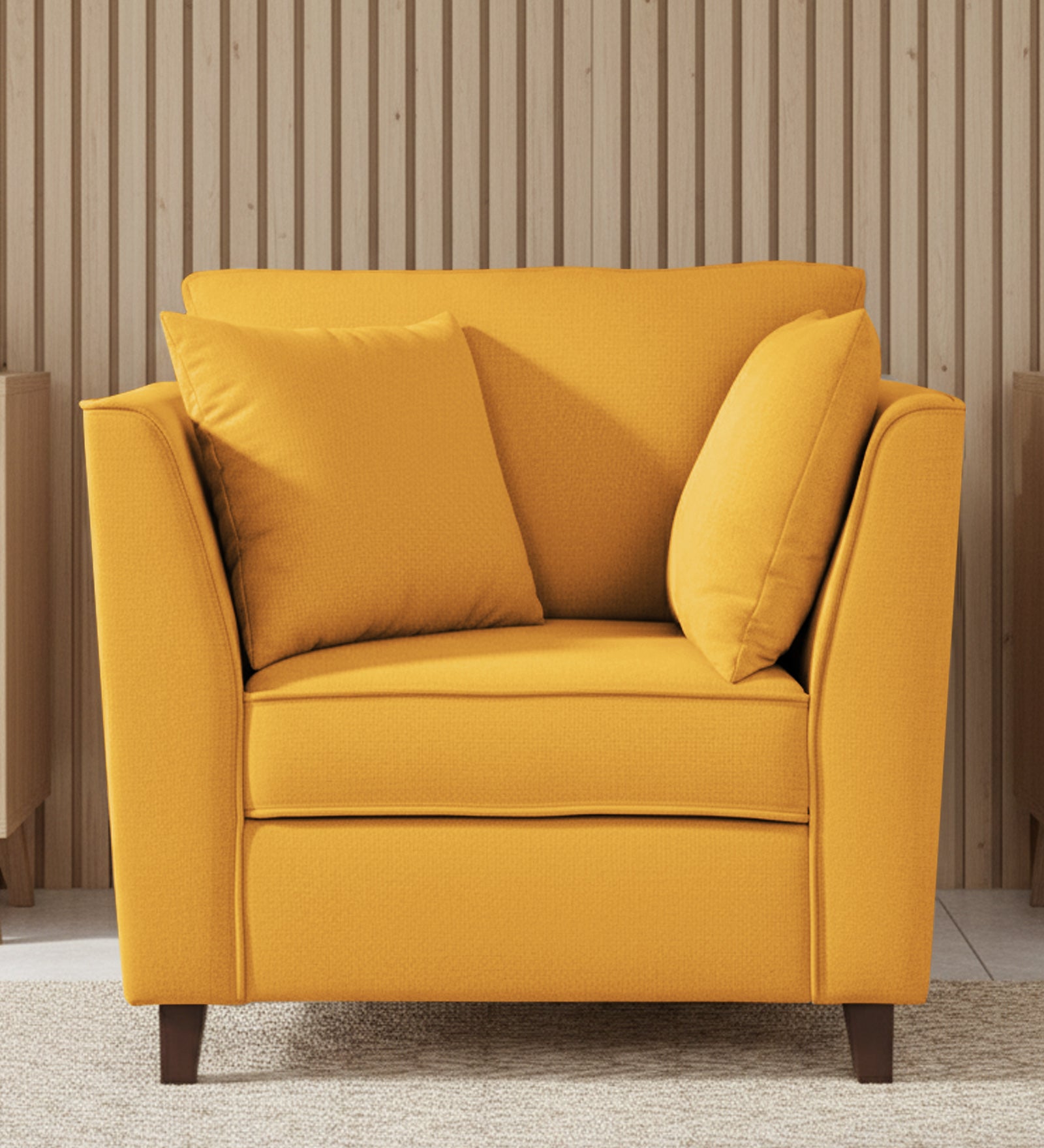 Miranda Fabric 1 Seater Sofa In Bold Yellow Colour