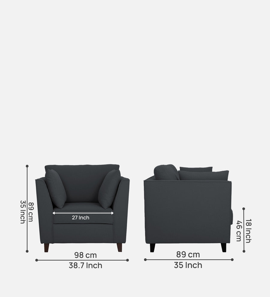 Miranda Fabric 1 Seater Sofa In Charcoal Grey Colour - Febonic Living