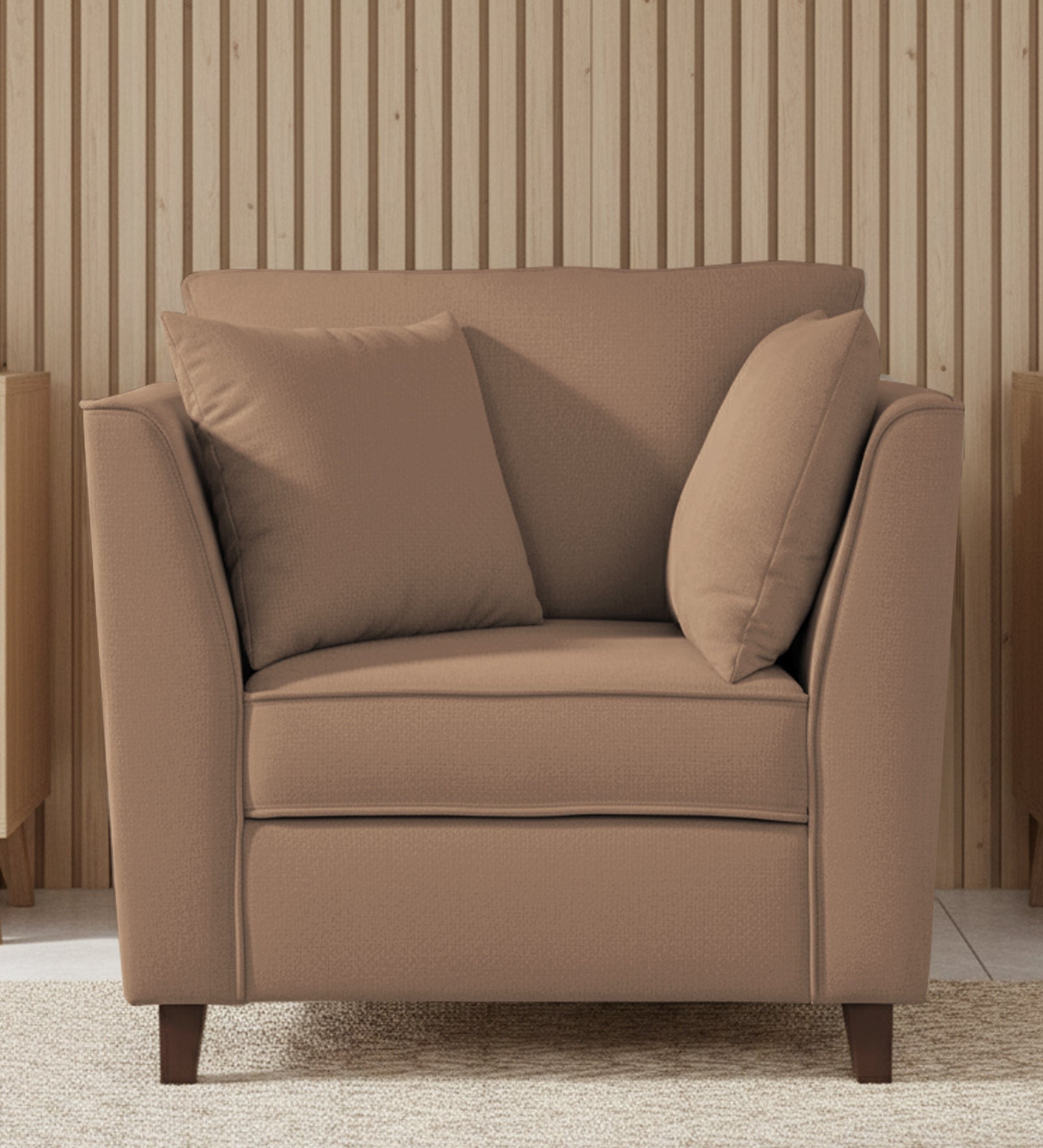 Miranda Fabric 1 Seater Sofa In Cosmic Beige Colour