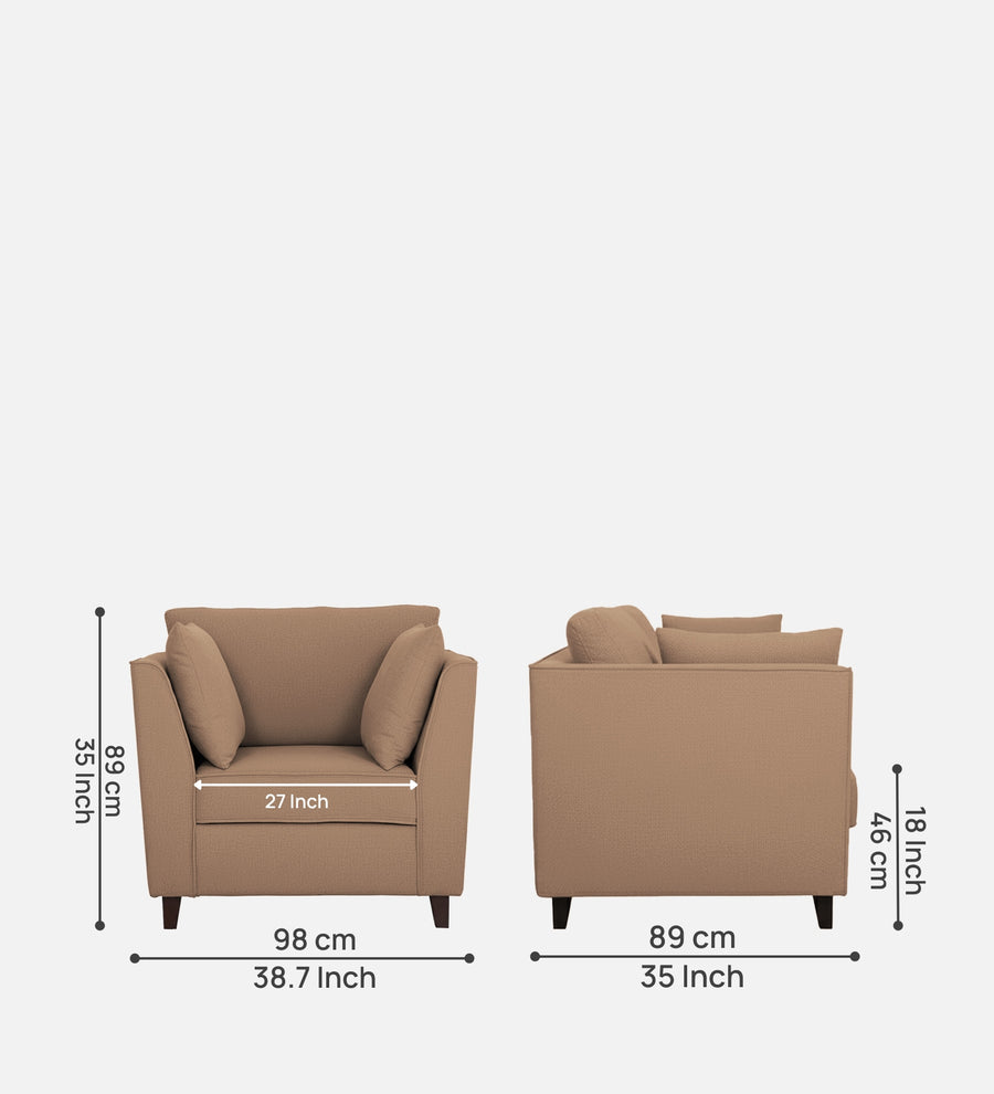 Miranda Fabric 1 Seater Sofa In Cosmic Beige Colour - Febonic Living