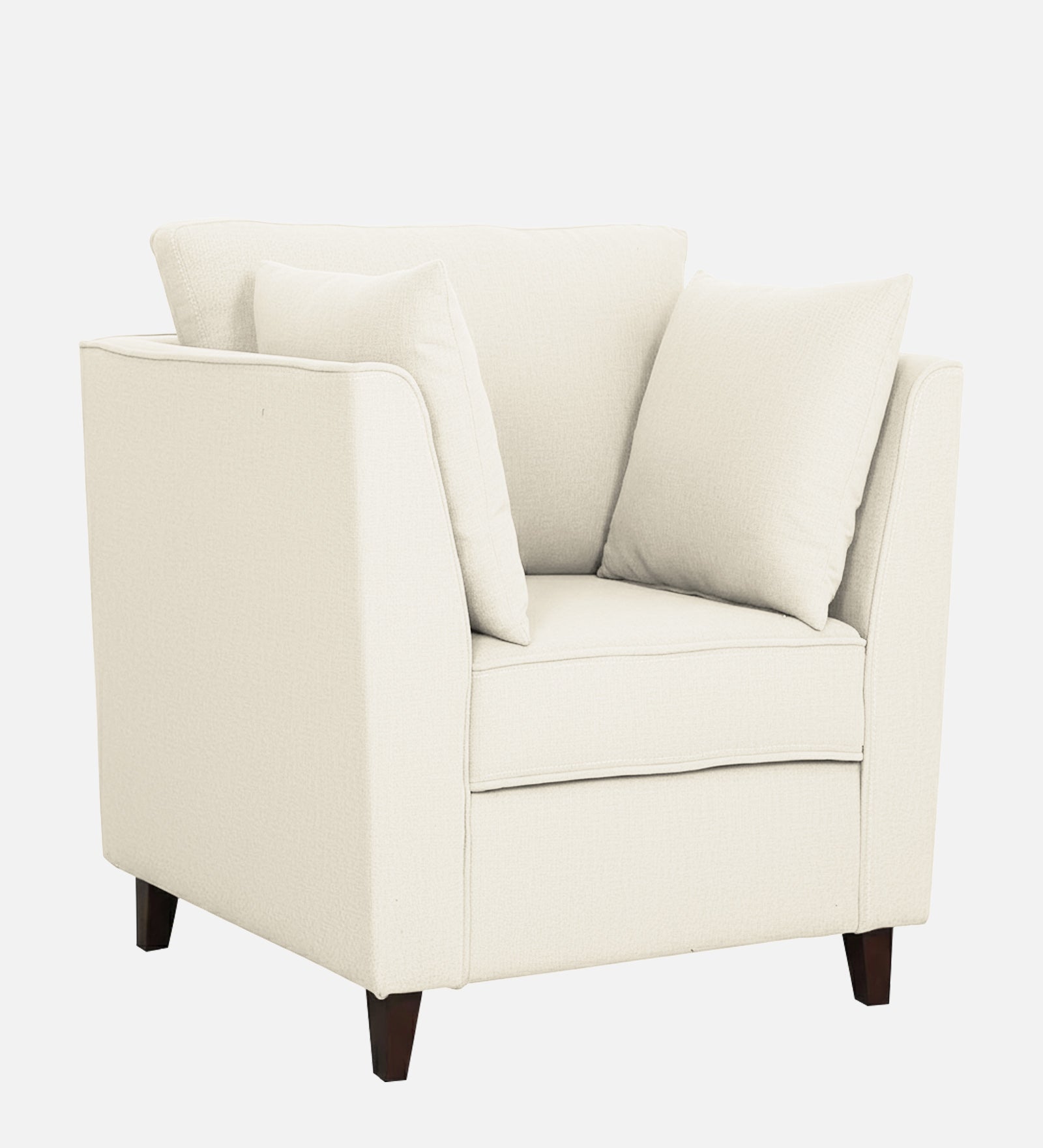 Miranda Fabric 1 Seater Sofa In Ivory Cream Colour
