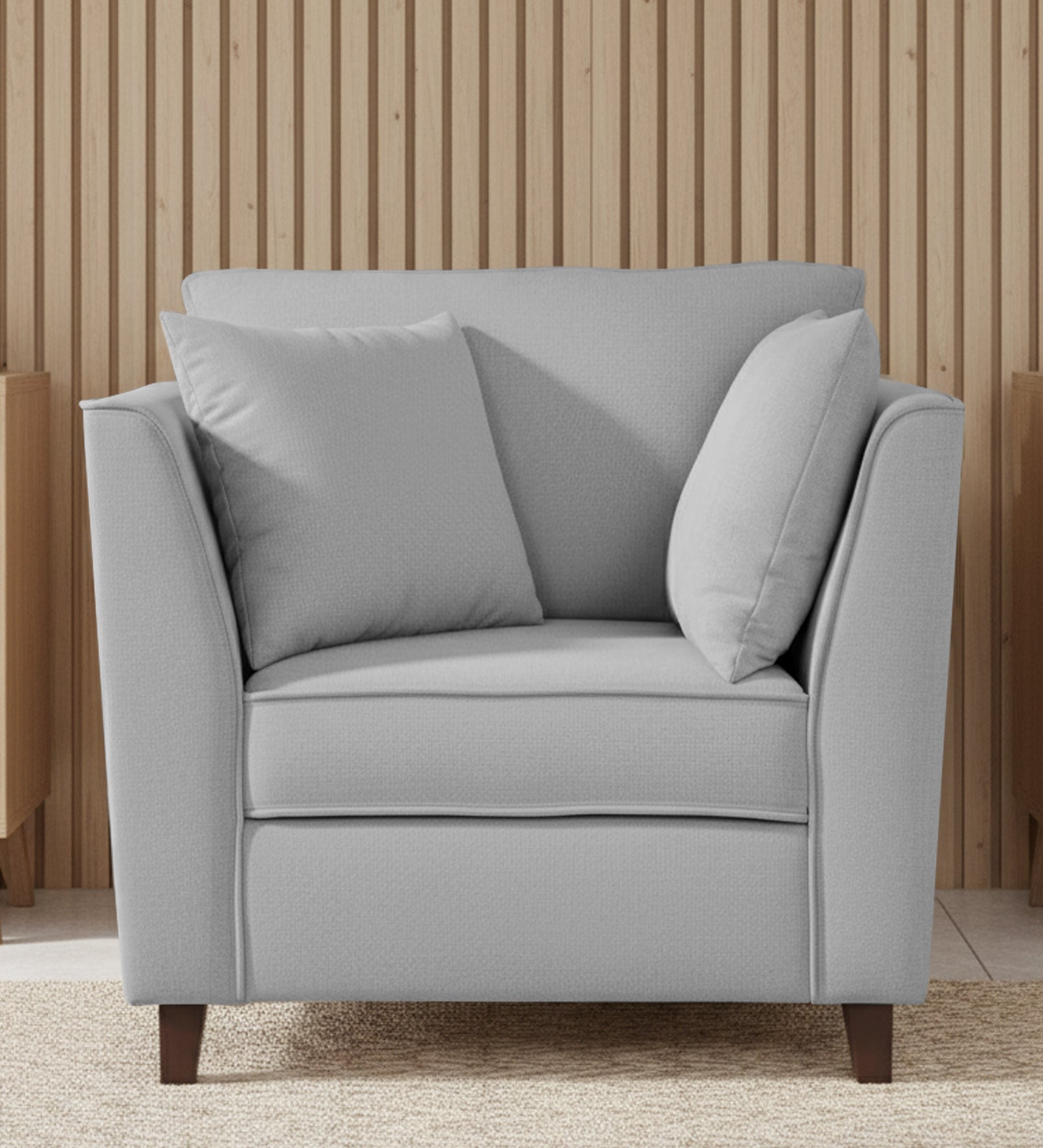 Miranda Fabric 1 Seater Sofa In Lit Grey Colour
