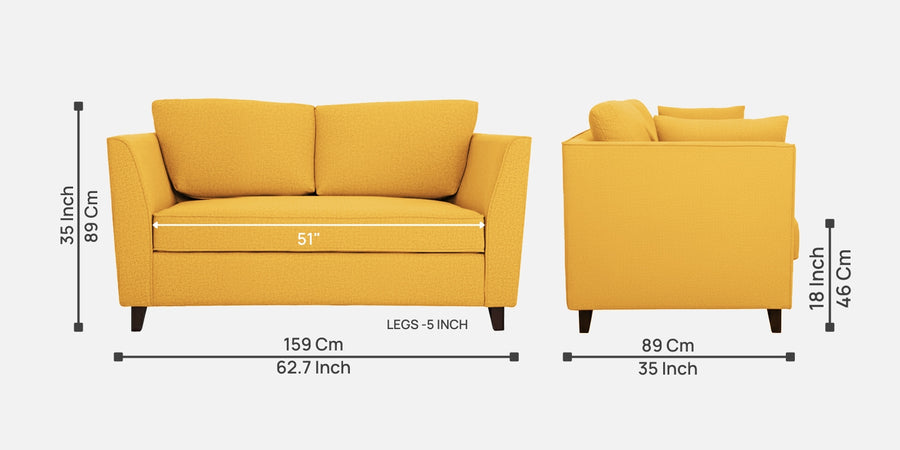 Miranda Fabric 2 Seater Sofa In Bold Yellow Colour - Febonic Living