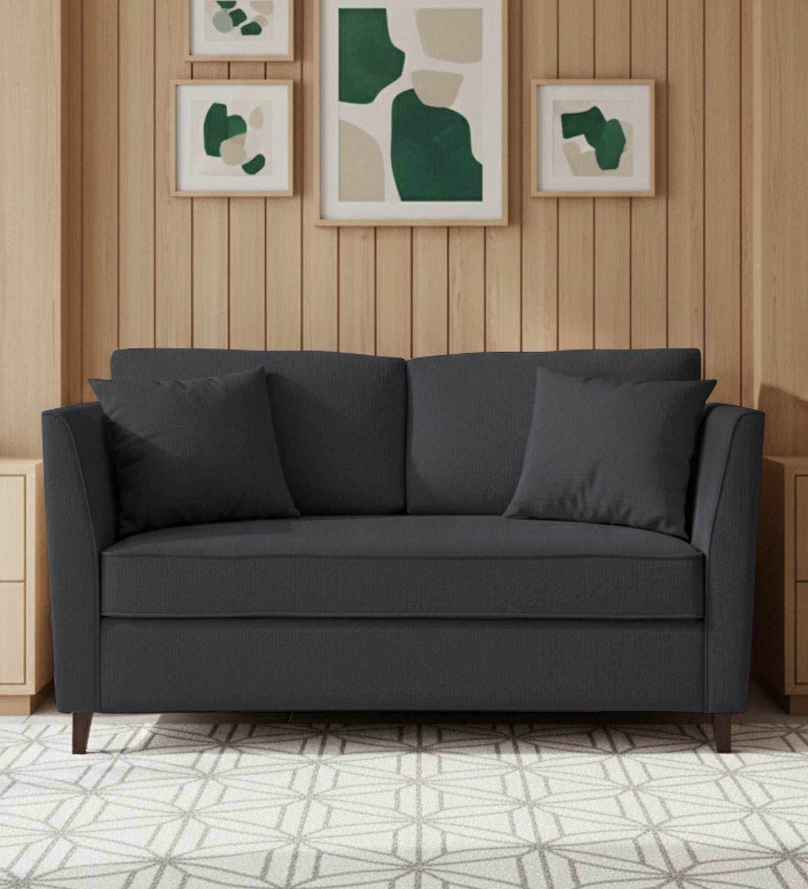 Miranda Fabric 2 Seater Sofa In Charcoal Grey Colour