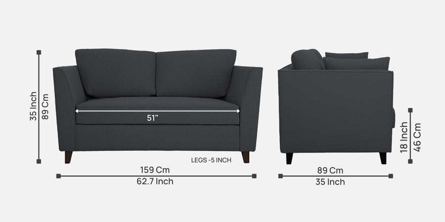 Miranda Fabric 2 Seater Sofa In Charcoal Grey Colour - Febonic Living