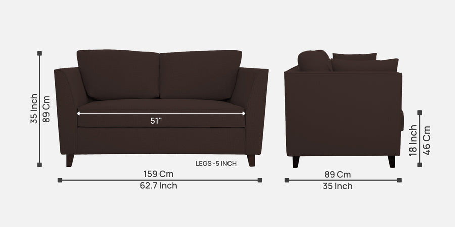 Miranda Fabric 2 Seater Sofa In Coffee Brown Colour - Febonic Living