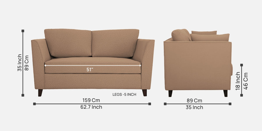 Miranda Fabric 2 Seater Sofa In Cosmic Beige Colour - Febonic Living