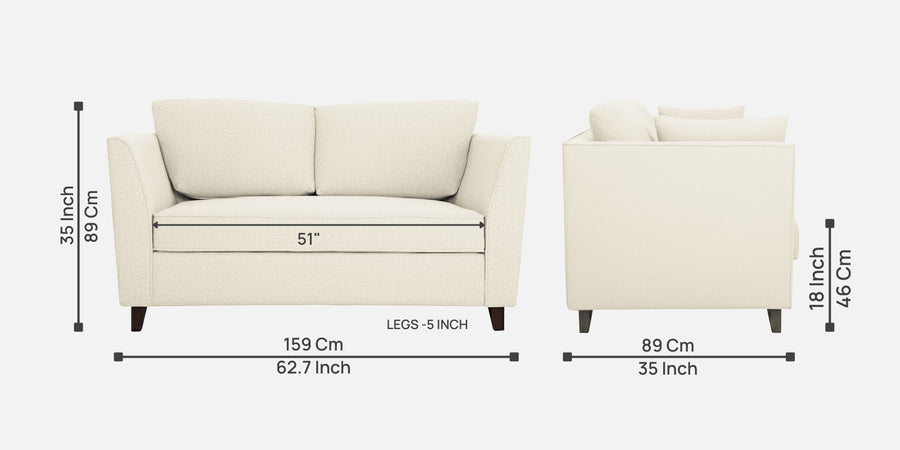 Miranda Fabric 2 Seater Sofa In Ivory Cream Colour - Febonic Living