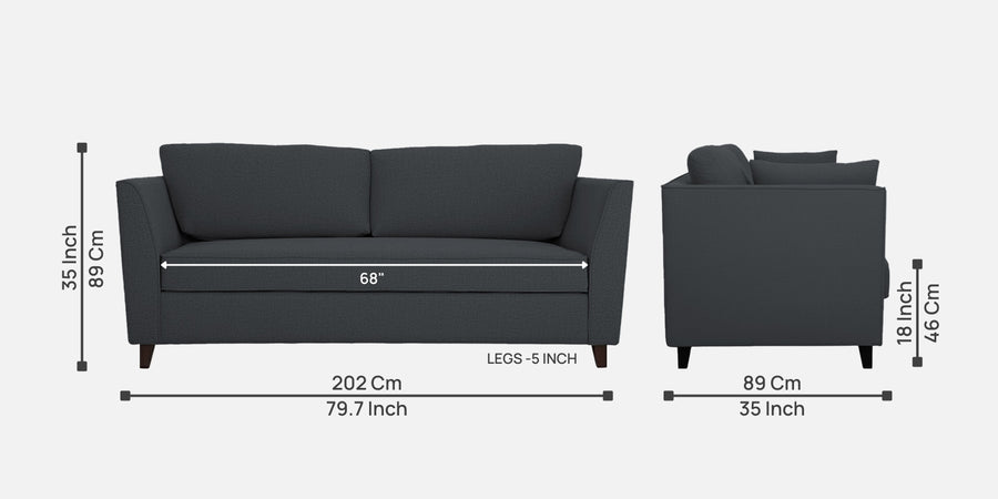 Miranda Fabric 3 Seater Sofa In Charcoal Grey Colour - Febonic Living