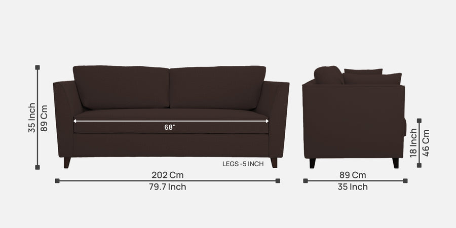Miranda Fabric 3 Seater Sofa In Coffee Brown Colour - Febonic Living